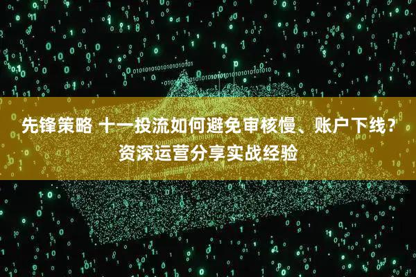 先锋策略 十一投流如何避免审核慢、账户下线？资深运营分享实战经验
