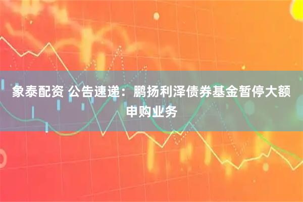 象泰配资 公告速递：鹏扬利泽债券基金暂停大额申购业务